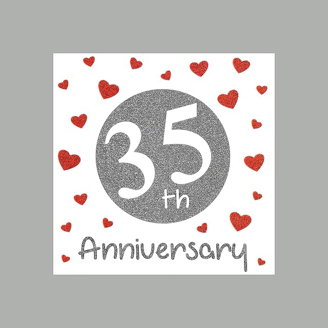 35th Coral Jade Wedding Anniversary Card - Quality Glittery Finish Love Thirty Five 35 Years of Marriage