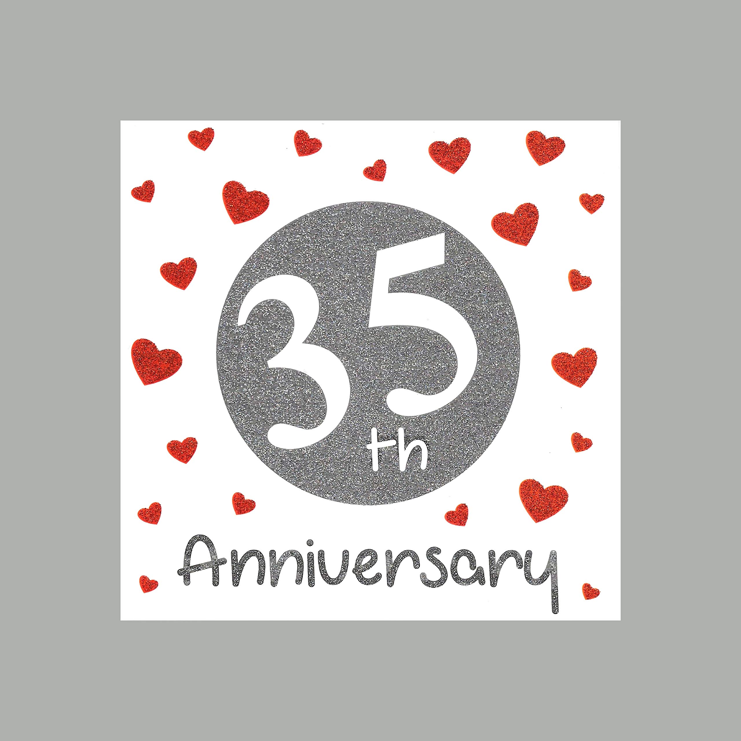 35th Coral Jade Wedding Anniversary Card - Quality Glittery Finish Love Thirty Five 35 Years of Marriage