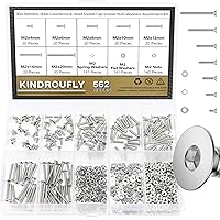 Vista 31 de Juego surtido de 382 piezas de tornillos de cabeza de botón M4 x 5/6/8/10/12/16/20mm, tuercas y arandelas, acero inoxidable 304, rosca totalmente