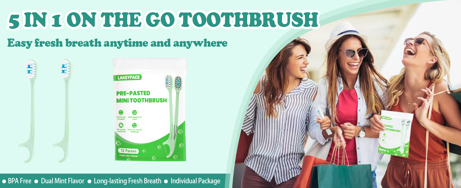 Amazon.com: Lakeyface 5-in-1 Travel Toothbrush Set, Prepasted
