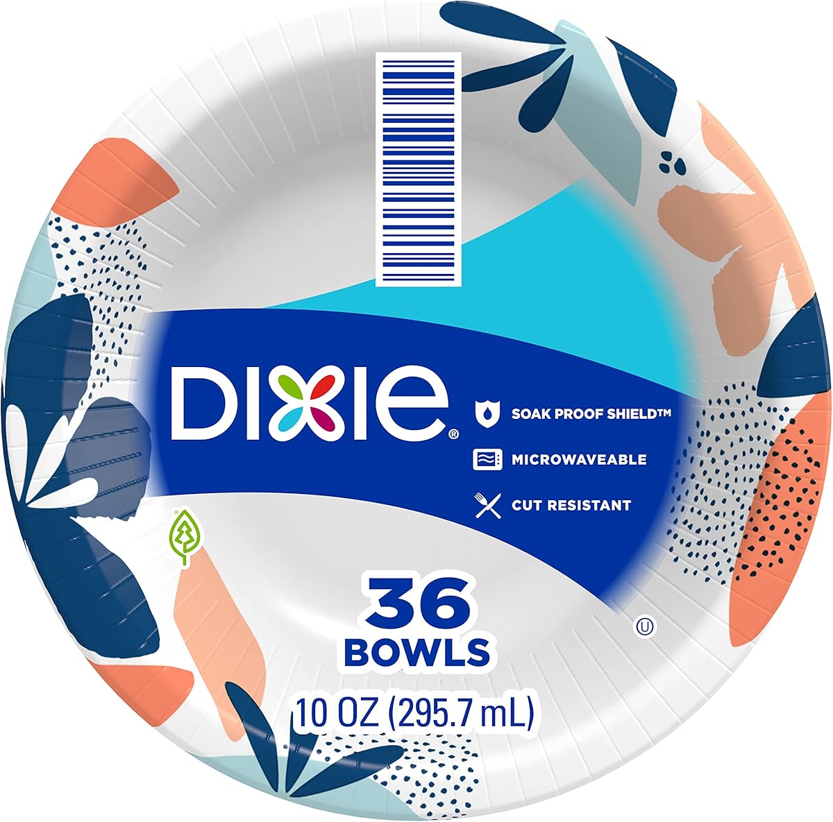 Dixie Small Paper Bowls, 10 Oz, 36 Count, Microwave-Safe, Soak-Proof, Disposable Bowls Great For Snacks, Dessert, And Light Lunch Meals