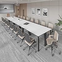 Vista 20 de Bonzy Home Mesas de conferencia, escritorio para computadora de oficina de 8 pies para sala de reuniones, estudio, escritura, mesa de podcast