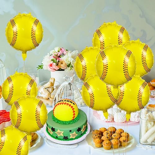 Miniatura 2 de 10 globos de sóftbol decorativos, globos de aluminio de 18 pulgadas para suministros de fiesta de cumpleaños temática deportiva, decoración de baby