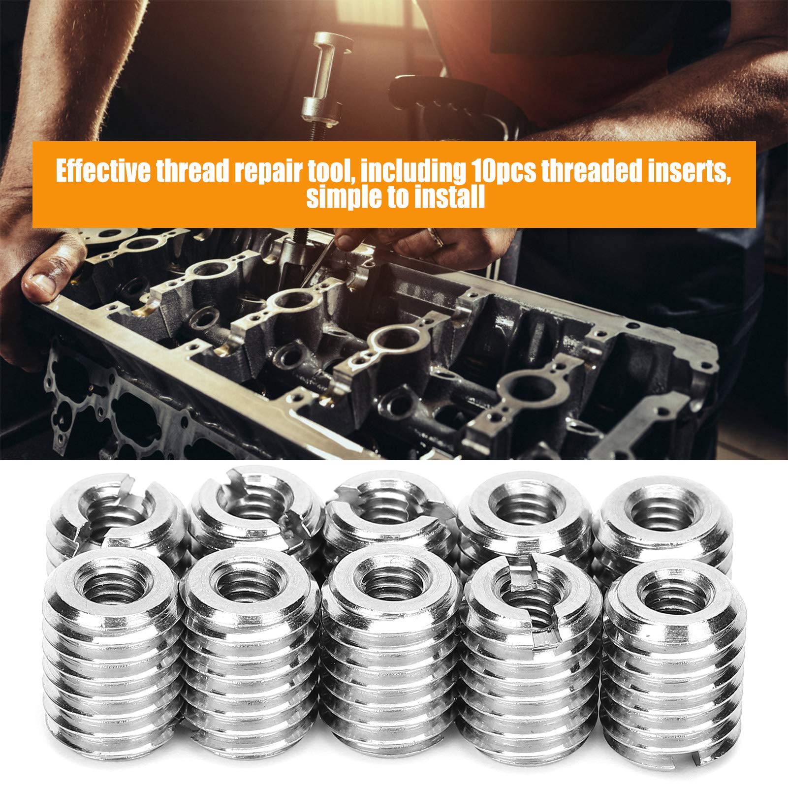 10Pcs Stainless Steel Thread Inserts Reducing Nut Repair Tool Kit for Accurate Thread Restoration and Fastening