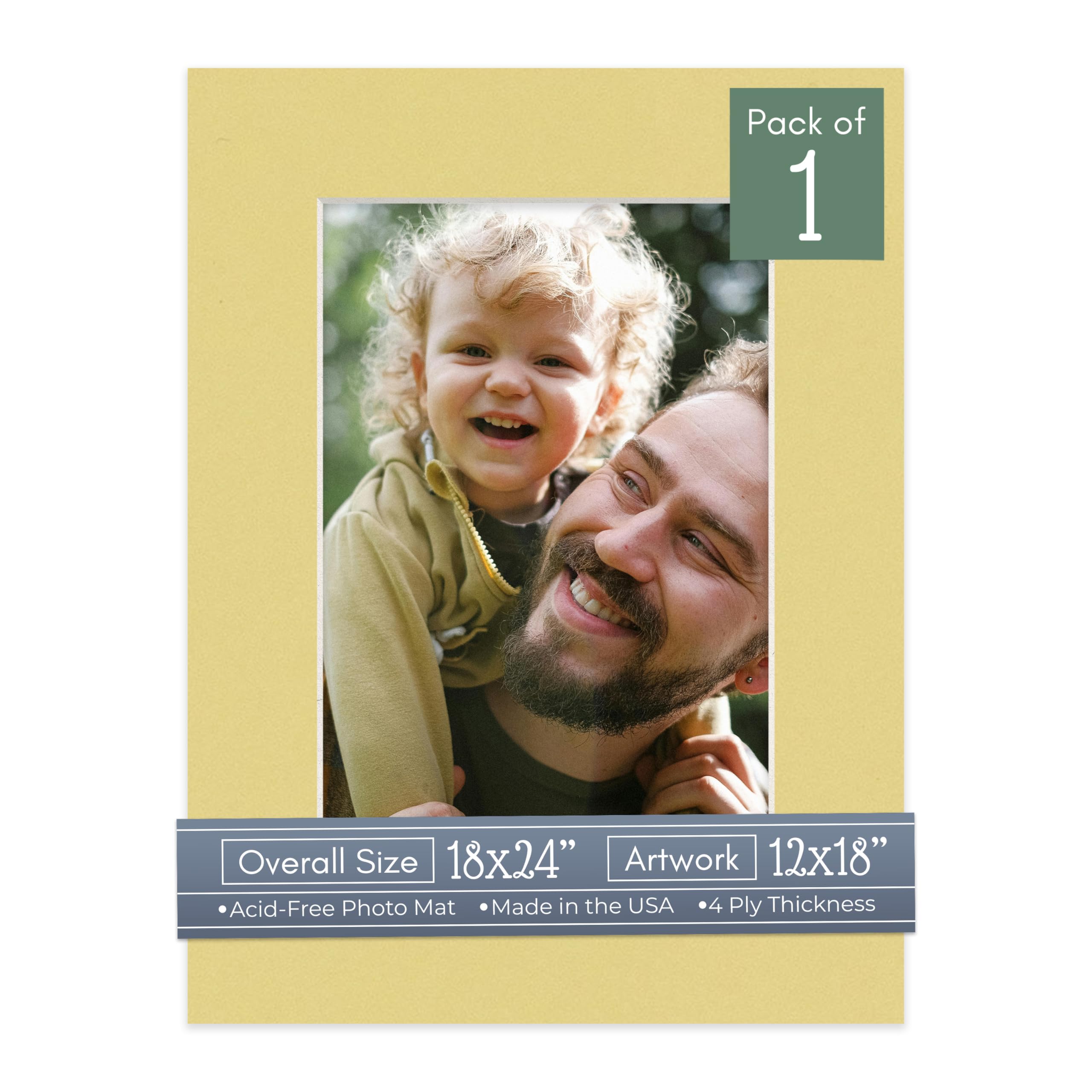 CountryArtHouse Soft Yellow Acid Free 18x24 Picture Frame Mats with White Core Bevel Cut for 12x18 Pictures - Fits 18x24 Frame - One Mat-image-8
