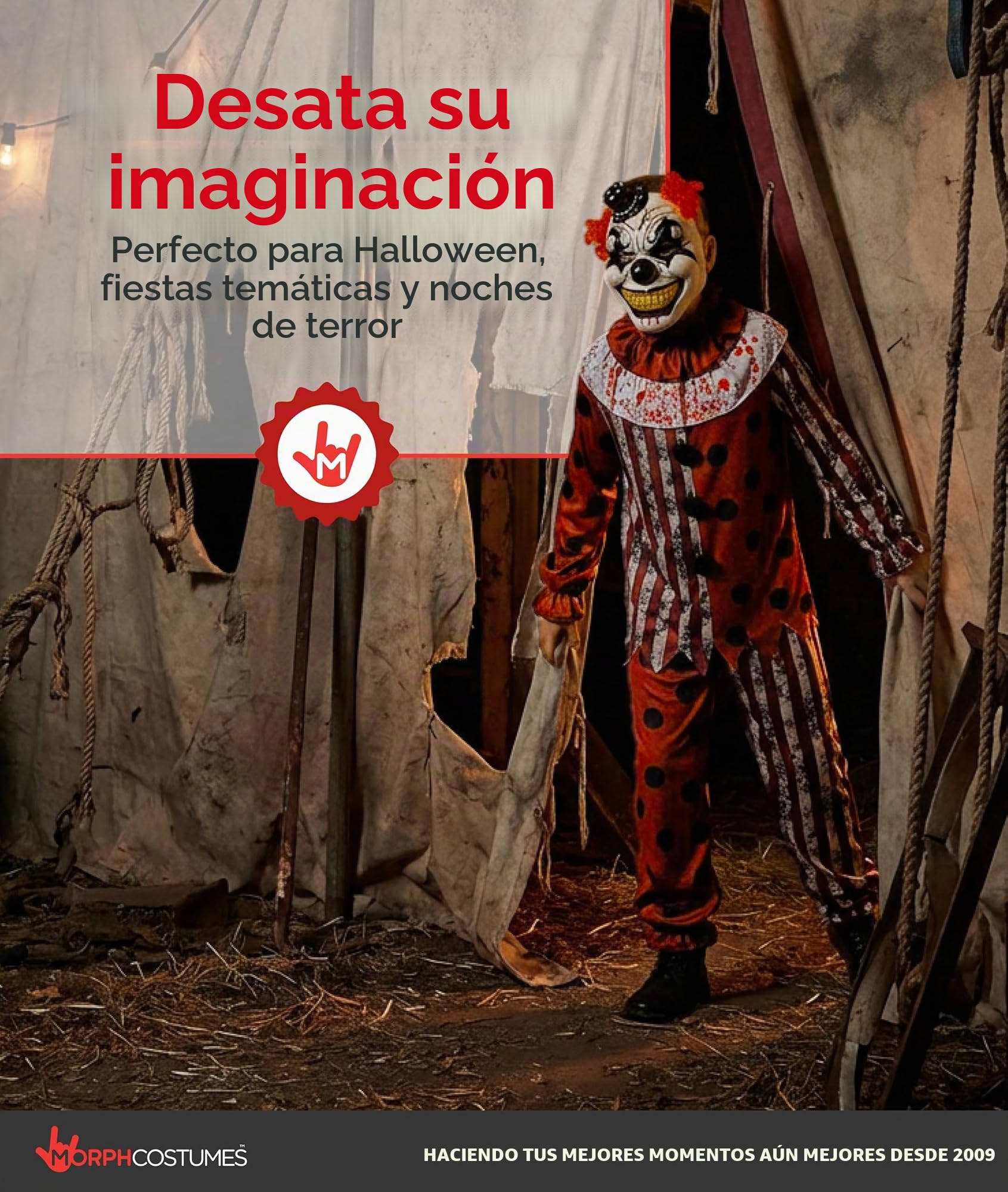 Morph Disfraz Payaso Siniestro Niño, Disfraz Halloween Niño