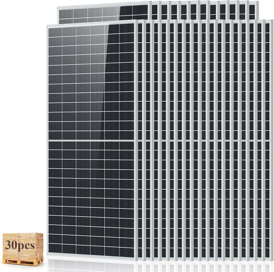 ECO-WORTHY 30PCS 590W Solar Panels N-Type Bifacial Half-Cut Monocrystalline, 23.23% High Conversion Efficiency for Home Rooftop, RV, Boat
