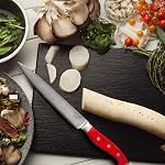 Professionnel 15-Piece Couteau de cuisine allemand en acier inoxydable haute carbone, Ocean Series Ensemble de couteaux de chef de Tang complet forgé de qualité supérieure avec bloc en bois de caoutchouc, rouge