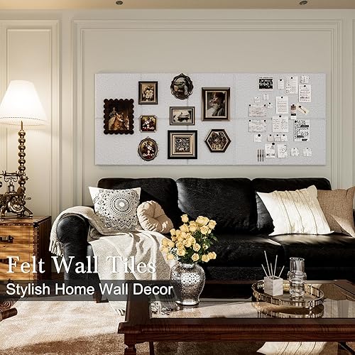 Miniatura 2 de VANCORE Tablero de anuncios de fieltro de 11.8 x 11.8 pulgadas con 30 pasadores, azulejos cuadrados grandes para fotos, notas, cartas, notas, notas,