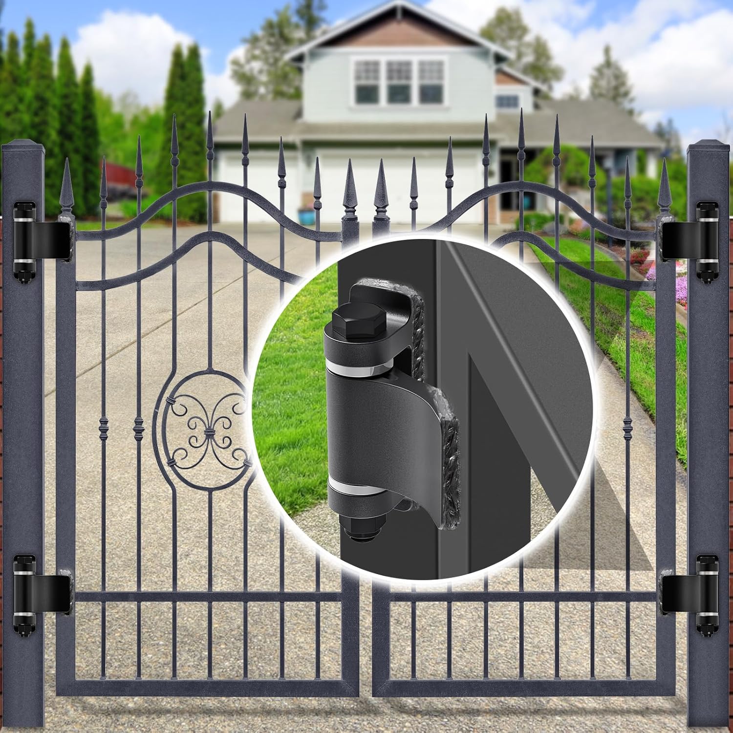 Heavy Duty Weld On Gate Hinges, 4-Pack Steel Hinges with Spacer Bearing & Oxide Coated, Removable Bolts for Metal Swing Doors, Driveways & Farm Gates