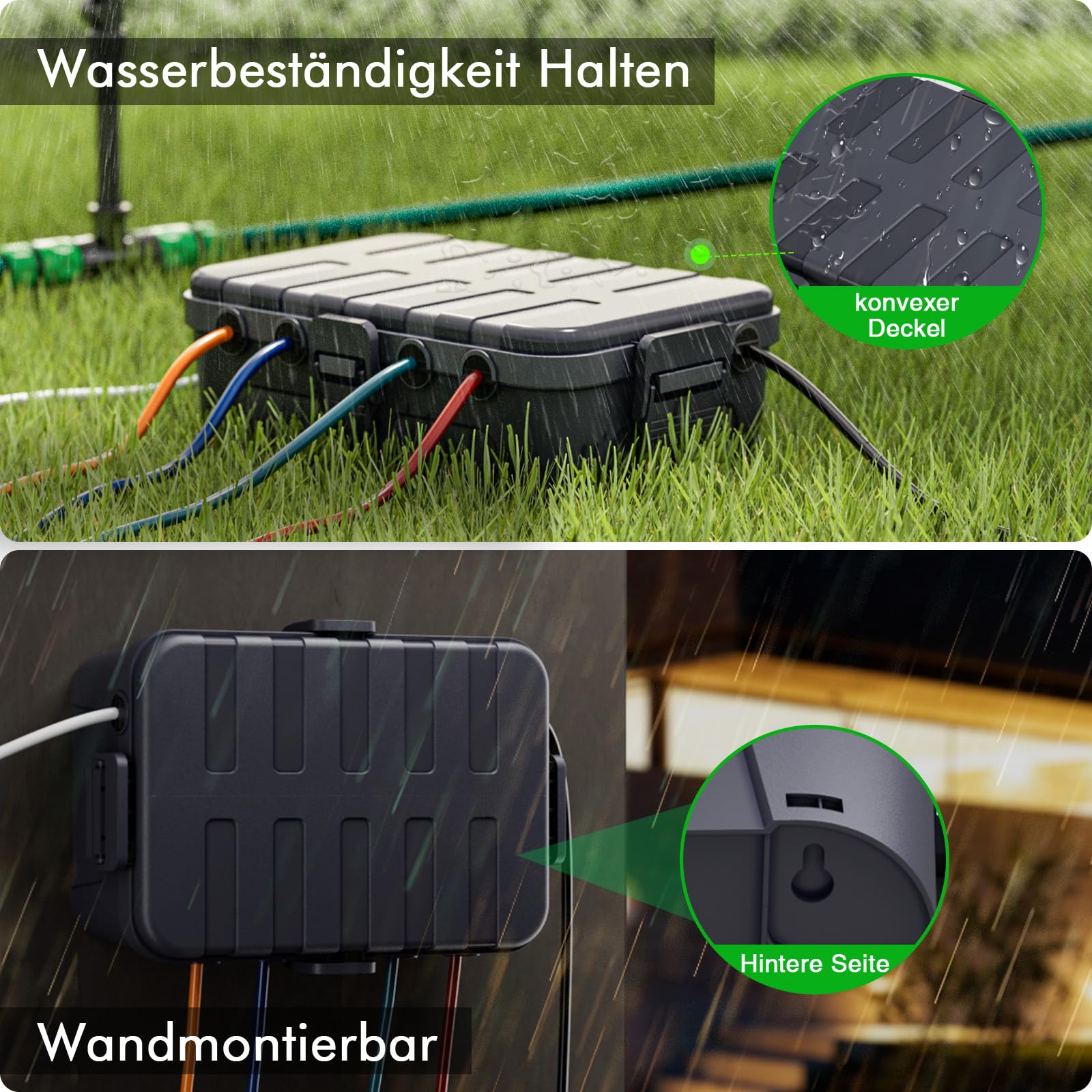 RESTMO Scatola di Protezione Impermeabile Extra-Large IP54 (32x22x13 cm) – Scatola per Cavi Esterna, Ideale per Proteggere Prese, Timer, Cavi di Alimentazione e Luci Decorative, Colore Grigio