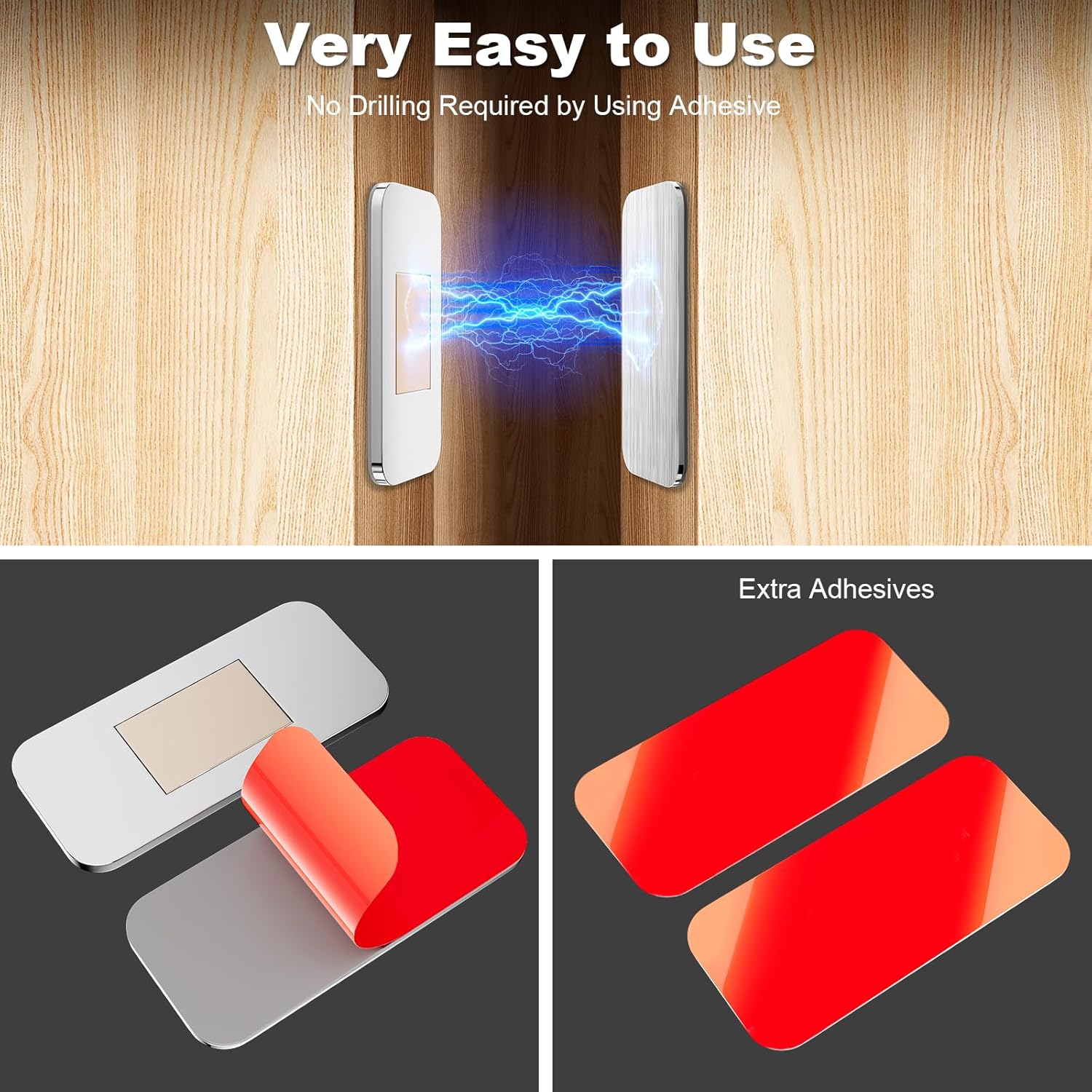 PHIXBEAR 12 Pack Ultra Thin Cabinet Door Magnets, Heavy Duty Adhesive Magnetic Catch for Closures, No Drill Drawer Latches for RV, Kitchen & Wardrobe, 0.8"x1.6" Silver - Pet Safe