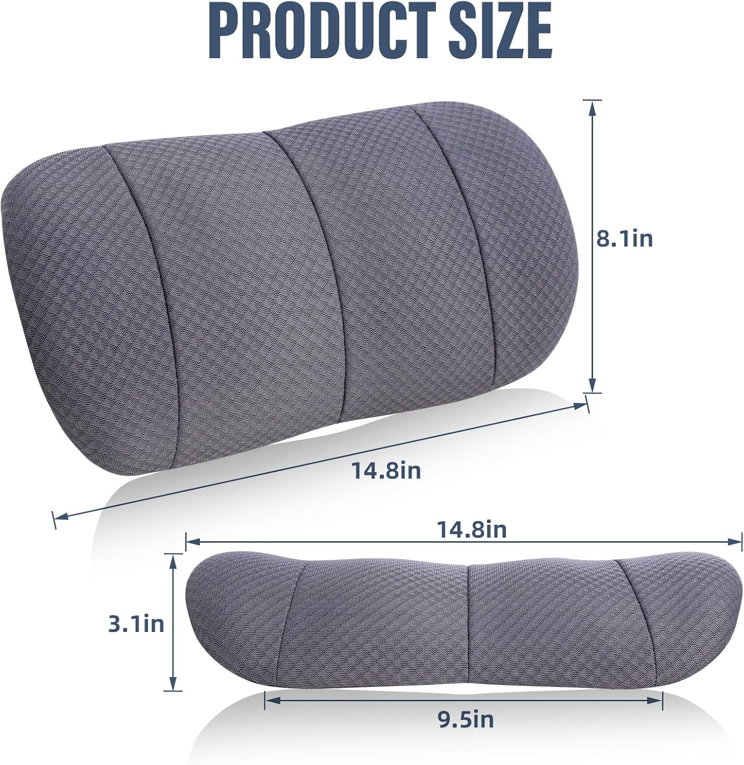 KAYI Lumbar Support Pillow for Car, Memory Foam Lumbar Pillow with Adjustable Straps, Lumbar Support Pillow for Office Chair, Back Support for Car, Sitting, Driving, Traveling (1, Gray) - Image 2