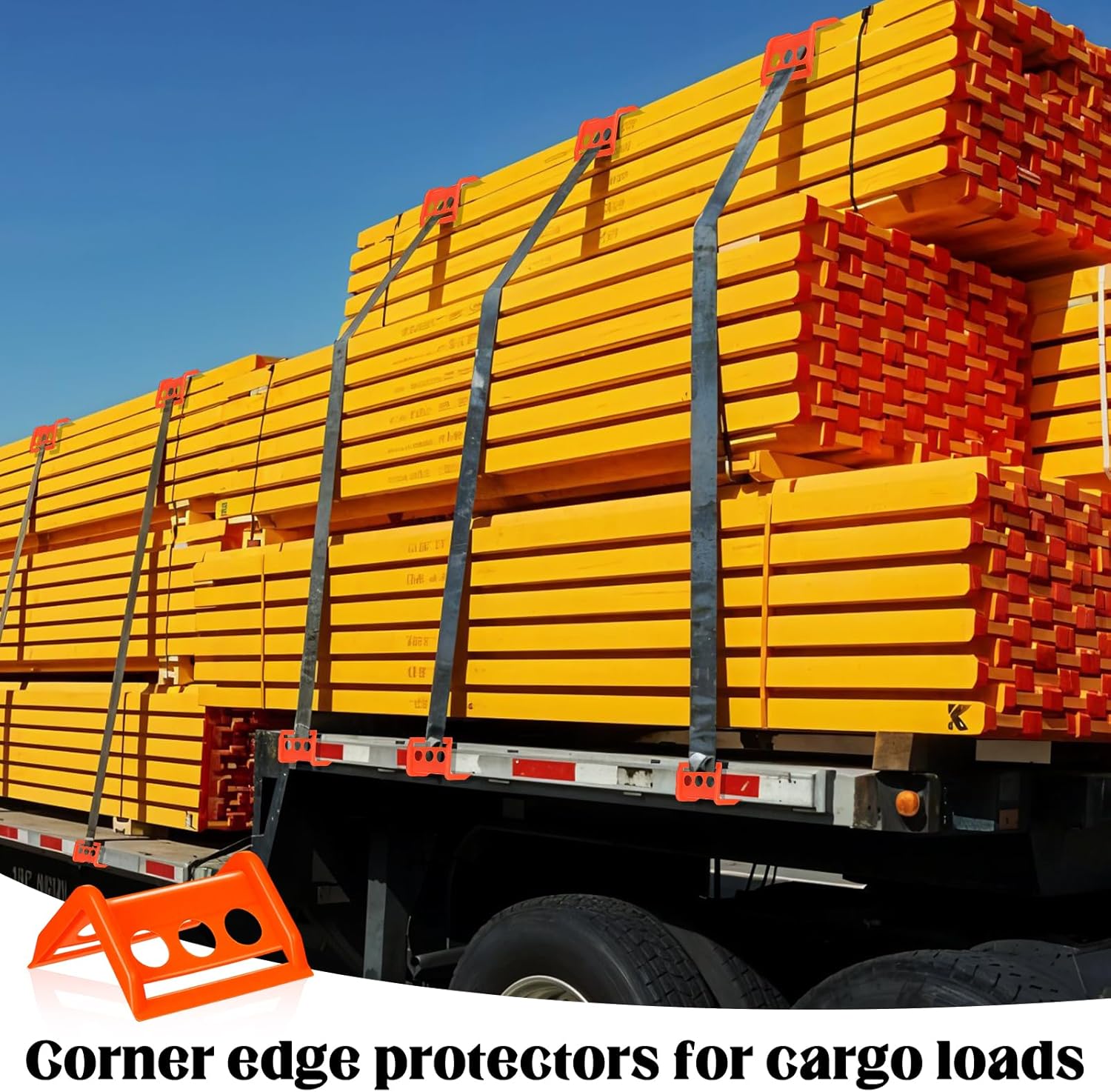 20 Pack Flatbed Edge Protectors for Cargo Loads, Thick Plastic Corner Protectors Tie Down Strap Corner Protector Edge Protector for Pallets Trailer Truck Cargo Protection (Orange)