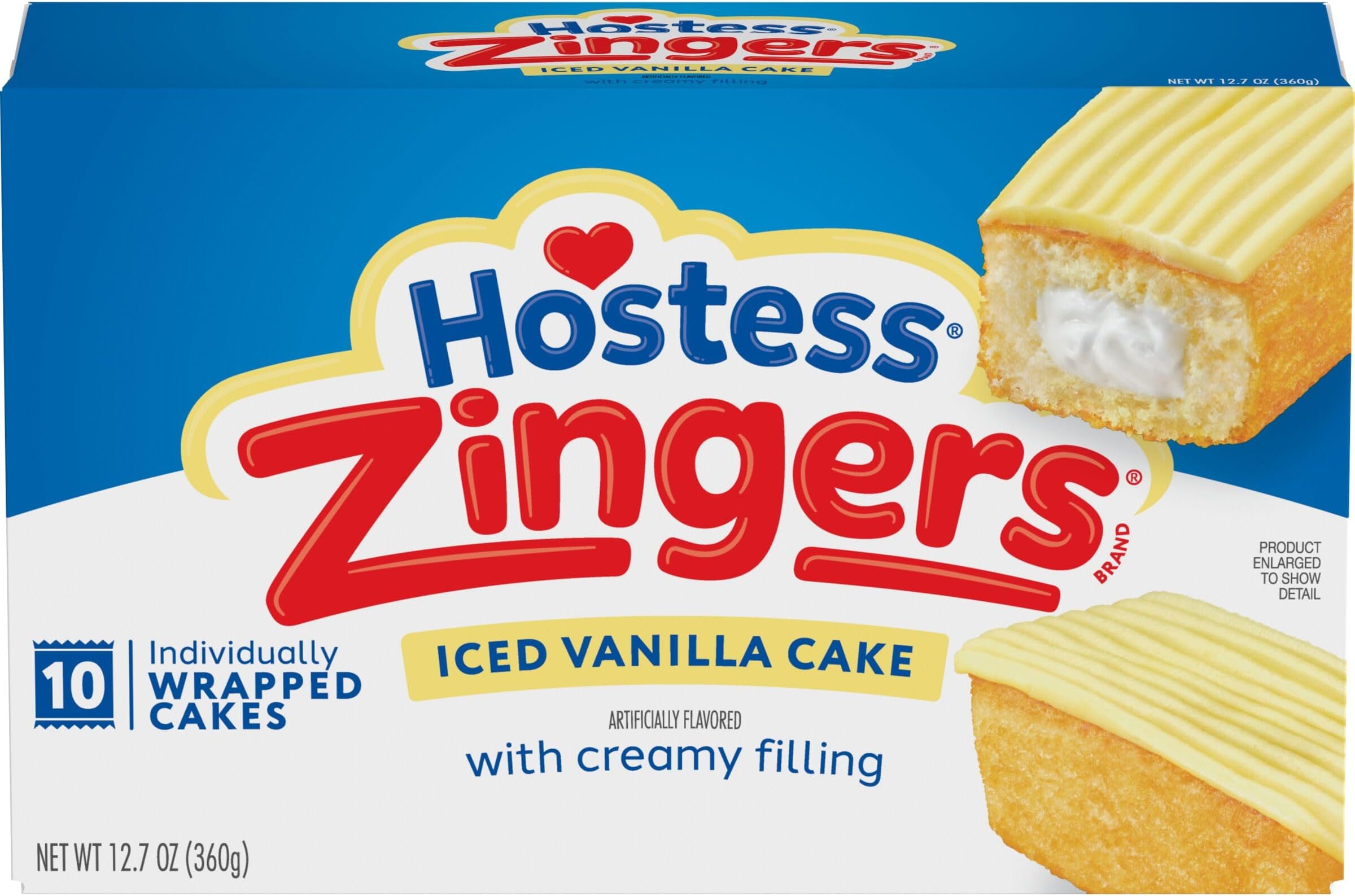 Hostess Iced Vanilla Zingers, 12.7 Oz, 10 Count