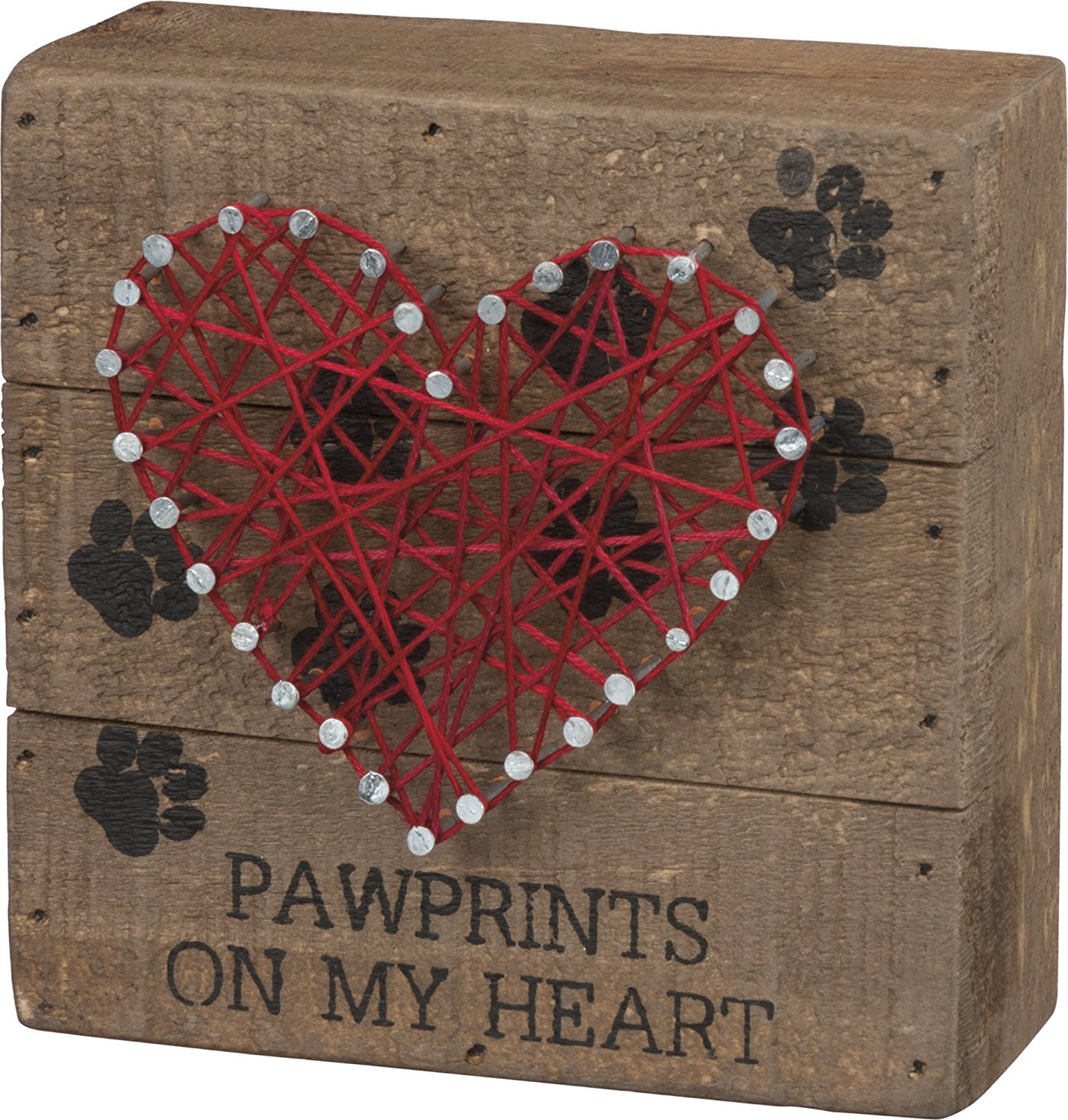 Primitives by Kathy String Art - Pawprints, 4.5" Square, Brown, Red, Black