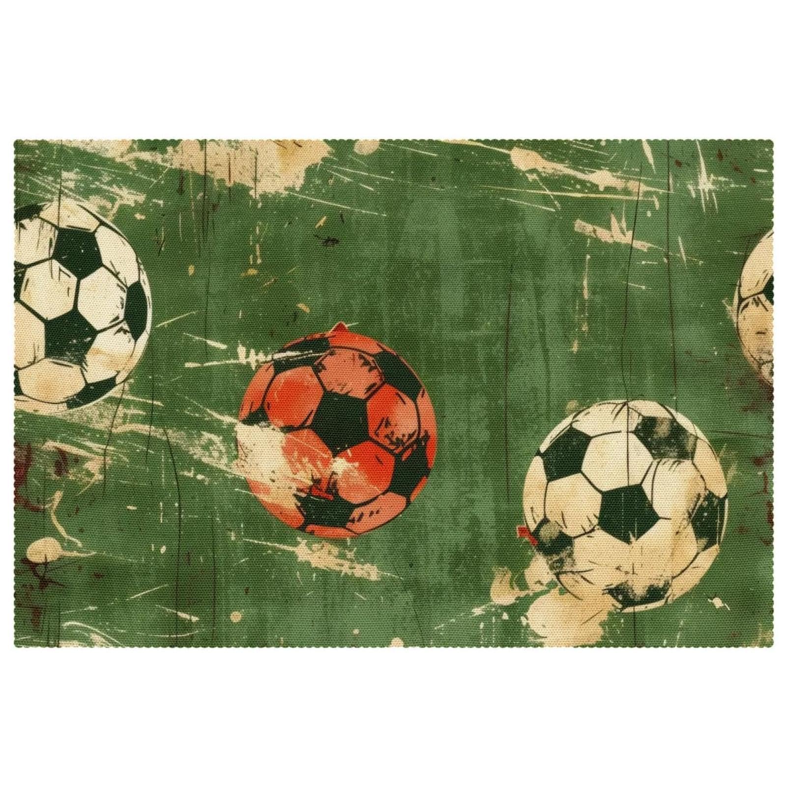 Set de table football grunge antidérapant lot de 6 pièces 30x45 cm
