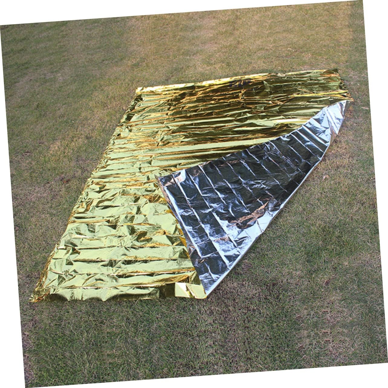 Milisten 2Pcs Heavy Duty Emergency Blanket Insulated Camping Tarp Waterproof Survival Foil Blanket for Outdoor Adventures and Hiking