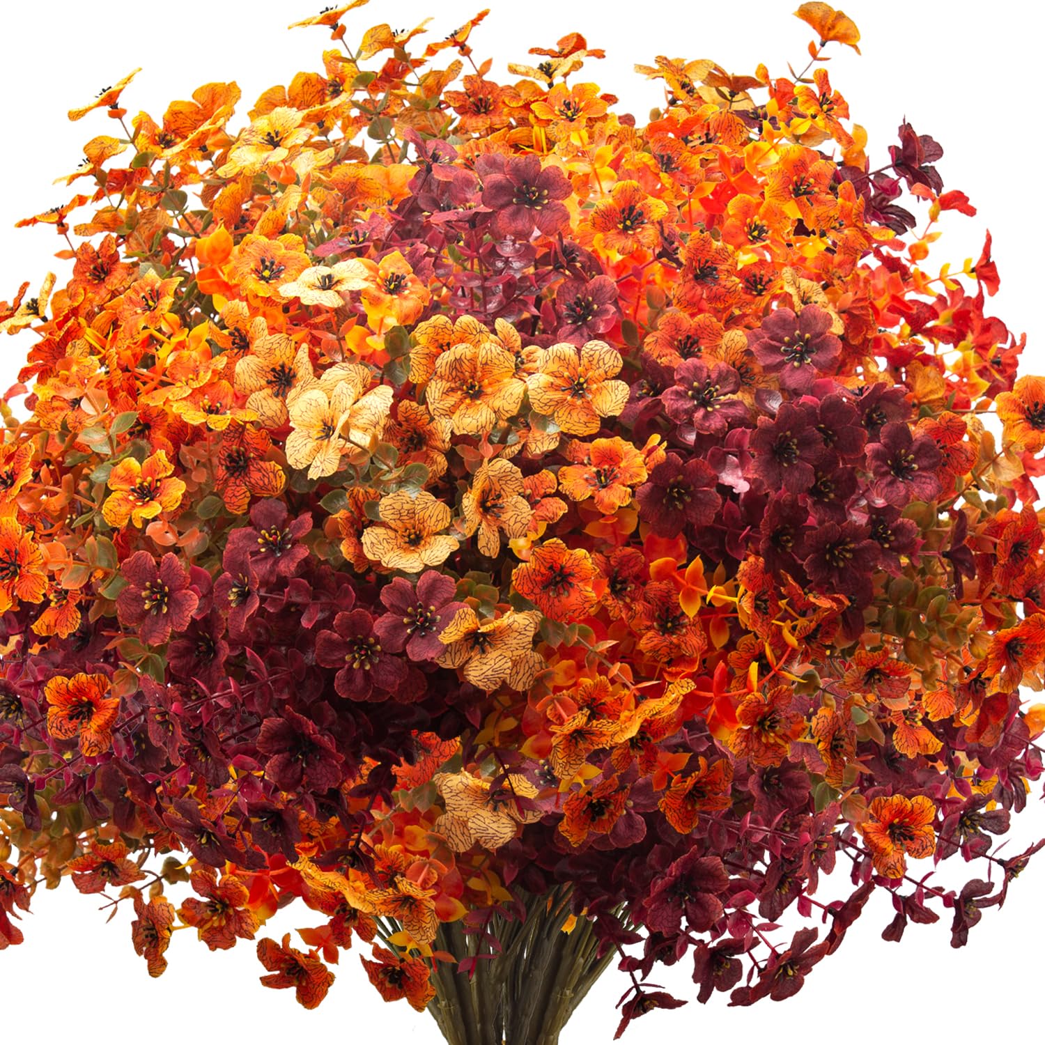 Grunyia 16 Bundles Artificial Fall Flowers Outdoor UV Resistant Faux Daisy, Colorful No Fade Autumn Decor for Front Door Porc