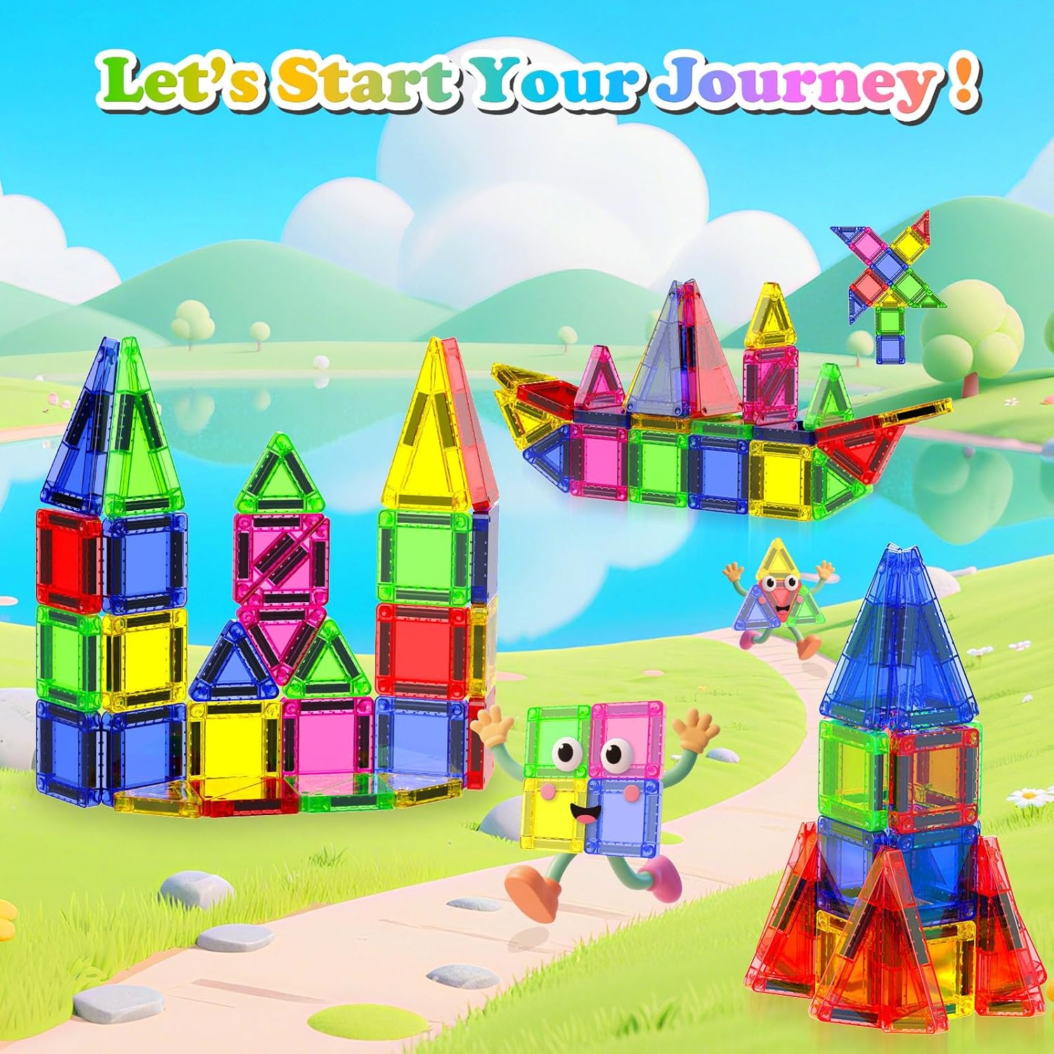 Dinosaur Magnetic Tiles Bundle with Mini Magnetic Tiles