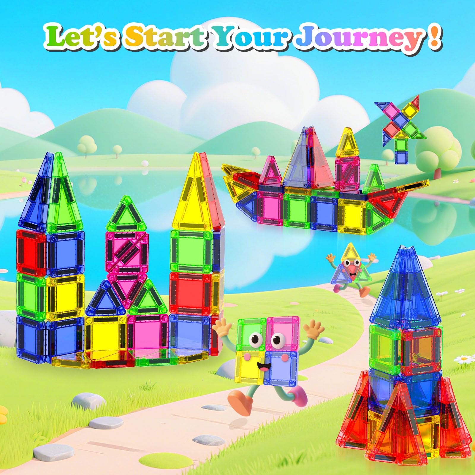 Lot di 40 mini blocchi magnetici per bambini dai 4 agli 8 anni - Giochi silenziosi in auto + giochi magnetici da viaggio