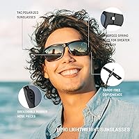 Vista 41 de TOREGE - Lentes de sol polarizados deportivos para hombres y mujeres, para ciclismo, correr, golf, pesca, TR26 Marco negro y lente plateado cobre