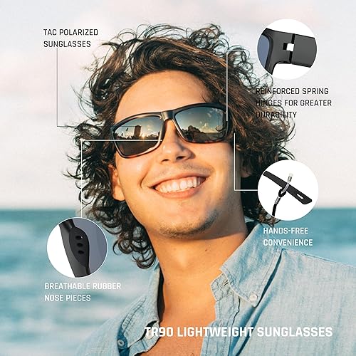 Miniatura 41 de TOREGE - Lentes de sol polarizados deportivos para hombres y mujeres, para ciclismo, correr, golf, pesca, TR26 Marco negro y lente plateado cobre