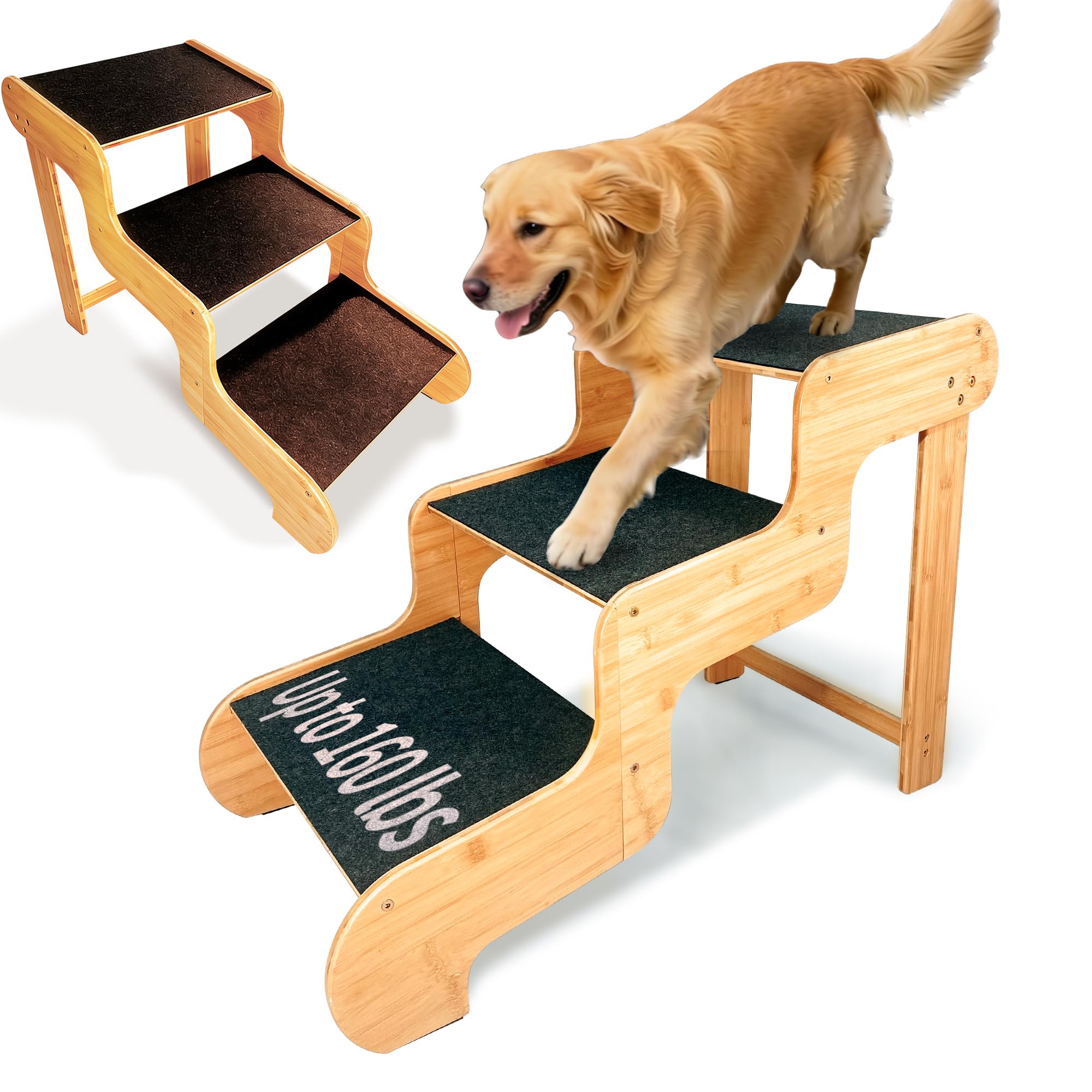Photo 1 of Extra Wide Dog Stairs for Large Dogs, 3-Step,Supports Up to 160 LB