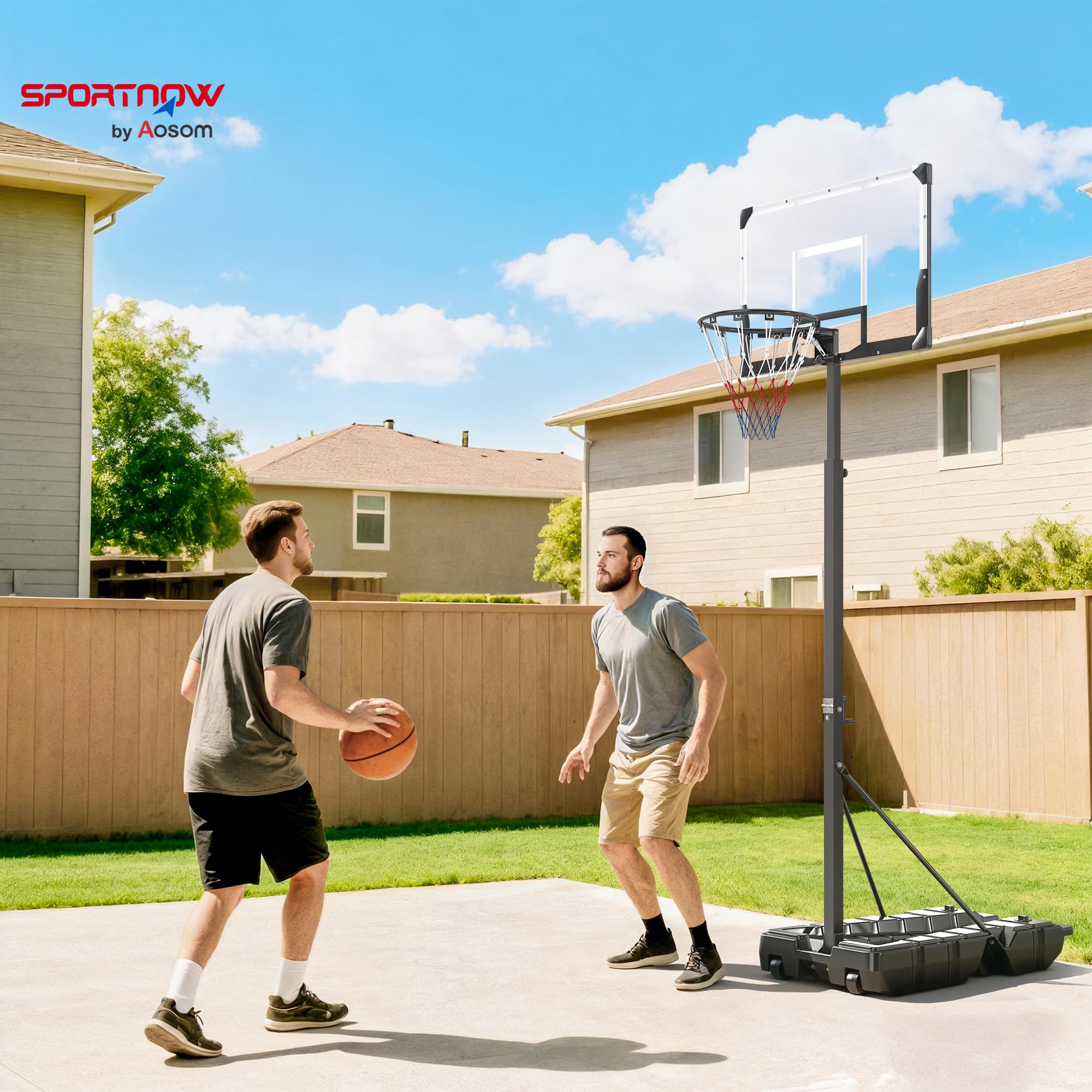 SPORTNOW Canasta de Baloncesto Exterior Altura Regulable 230-305 cm Portátil Marco Plegable