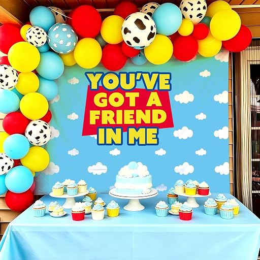 LaVenty You've Got A Friend in Me Banner Backdrop Cartoon Story Party Decor | You've Got A Friend in Me Banner Backdrop Cartoon Story Party Decorations Friend Birthday Party Supplies Garland Backdrop