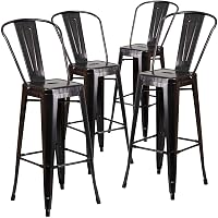 Flash Furniture Confezione da 4 sgabelli da bar con schienale