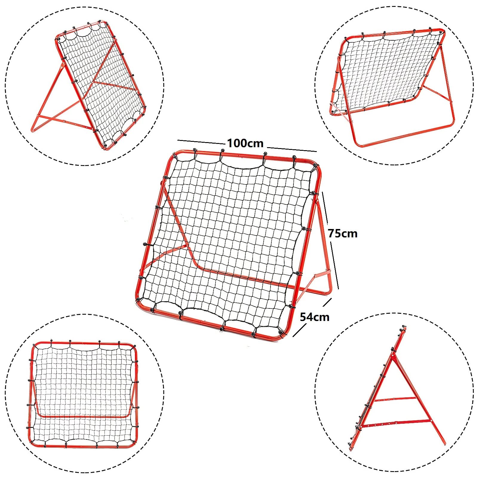 Trintion Fußball Rebound Netz Kinder und Jugendliche Tragbares Prellwand Verstellbar Fußballtor Kicker für Fußball Training 100 x 100cm