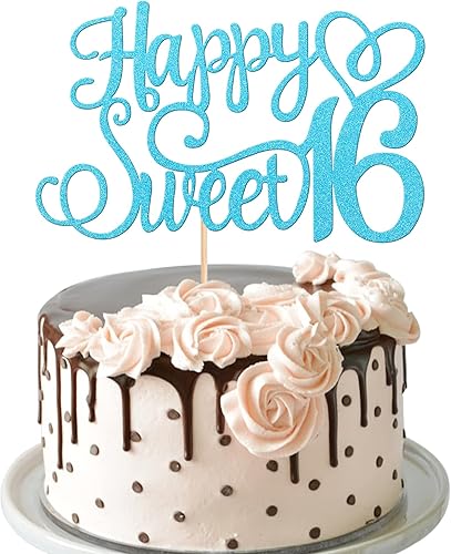 Miniatura 1 de 1 pieza de decoración de pastel con purpurina para cumpleaños de 16 años, decoración de pasteles para cumpleaños de 16 años, decoración de pasteles