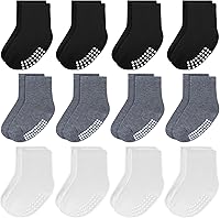 Vista 12 de JAKIDAR Paquete de 12 calcetines de algodón con agarre antideslizante para niños y niñas