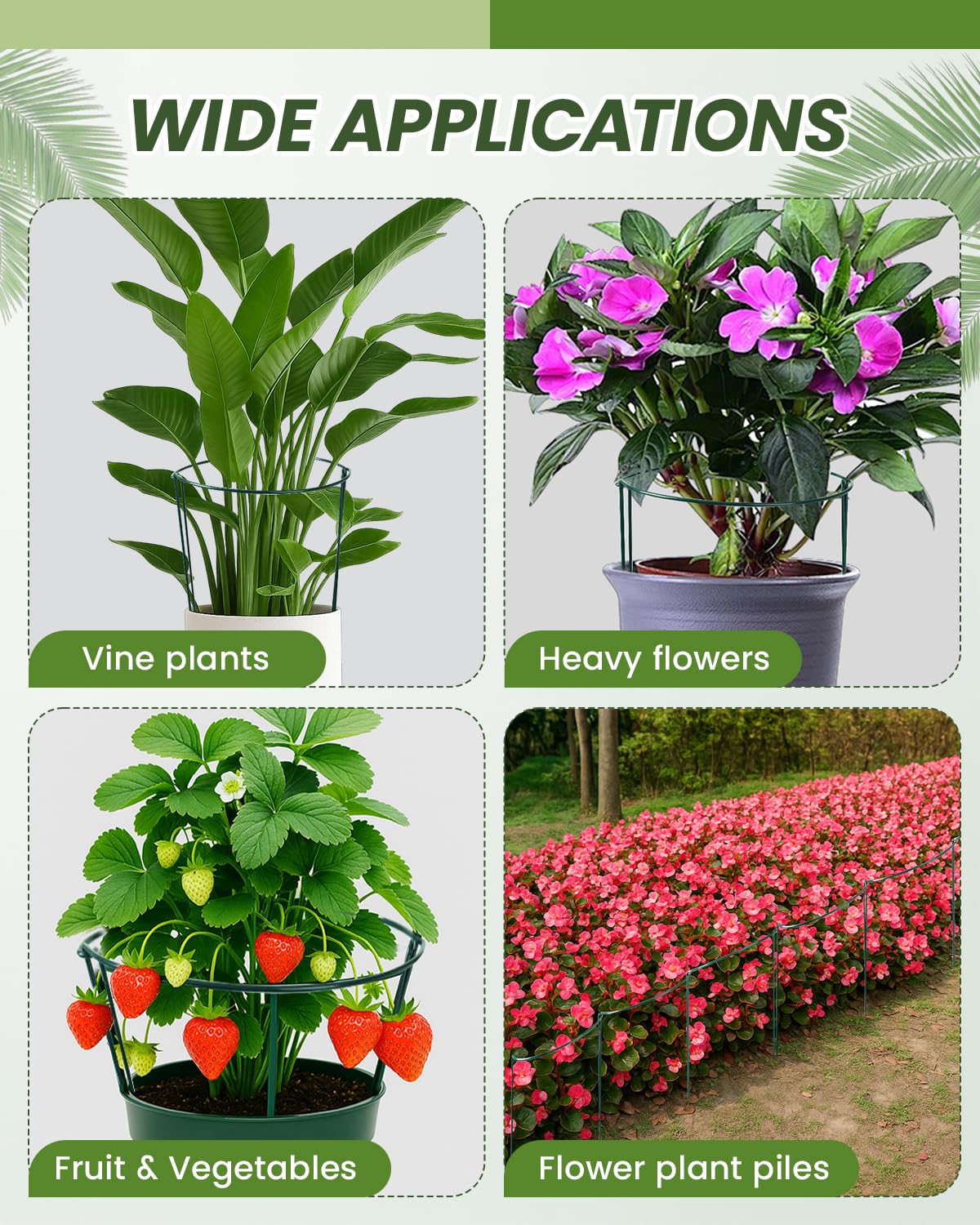10 Tuteurs pour Plantes de Jardin, Garden Sage 25x40cm Support de Plantes de Jardin Demi-Rond pour Tomate, Pivoines, Hortensia, Vigne, Plantes Grimpantes Fleur Intérieur Extérieur
