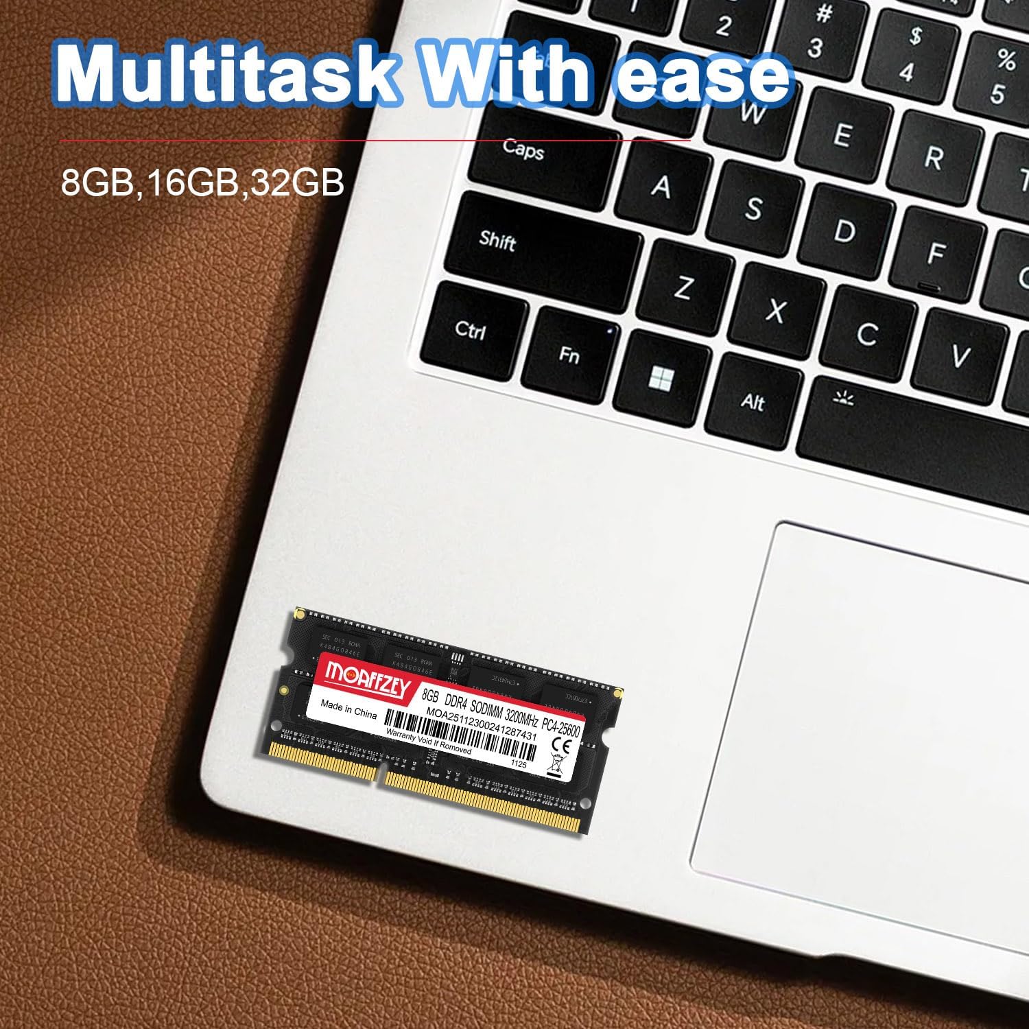 8GB DDR4 RAM 3200MHz PC4-25600 CL22 Laptop Memory SODIMM, 260-Pin 1.2V 2Rx8 Dual Rank Non-ECC Unbuffered Laptop Notebook RAM Upgrade - Black