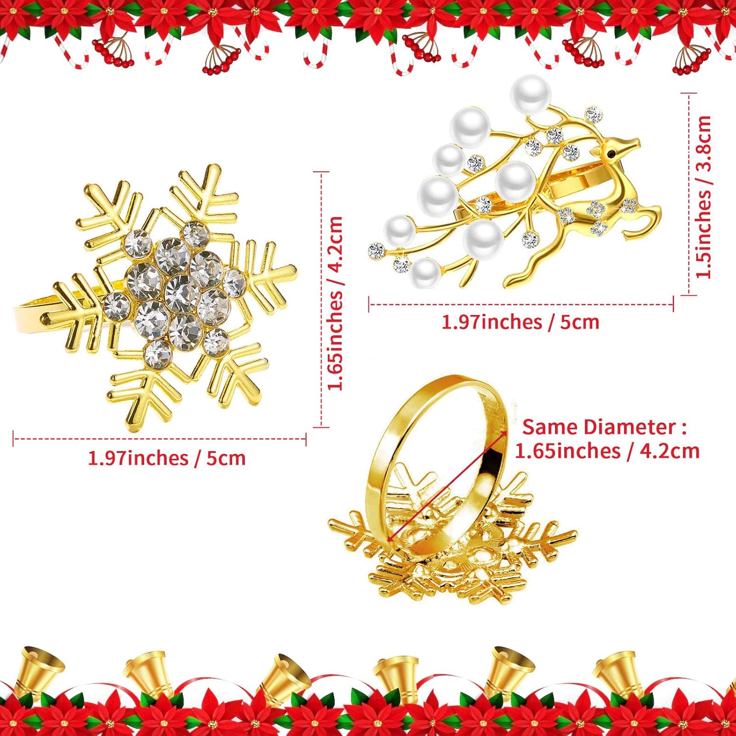 Bеѕt Dеаl 🛒 Gold Napkin Rings Set of 6, Christmas Deer and Snowflakes Napkin Rings for Valentine's Day Christmas Holiday Party Wedding Table Decorations Exсluѕіvе Sресіаl Gold Napkin Rings Set of 6, Christmas Deer and Snowflakes Napkin Rings for Valentine's Day Christmas Holiday Party Wedding Table Decorations