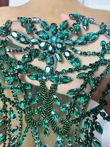 Vista 19 de Parches de encaje con cuentas a mano, disfraces, apliques con cristales de diamantes de imitación para manualidades, protege bodas, fiestas