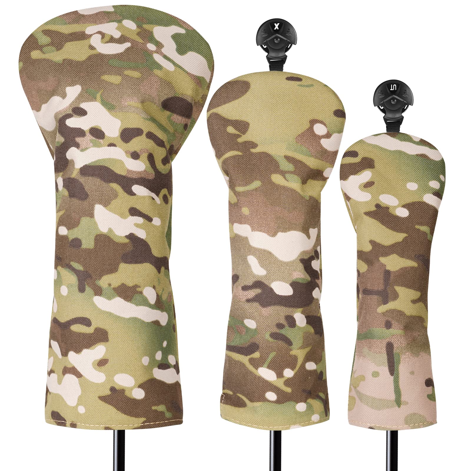 3 Pack Golf Club Head Covers Camouflage Green — image 1