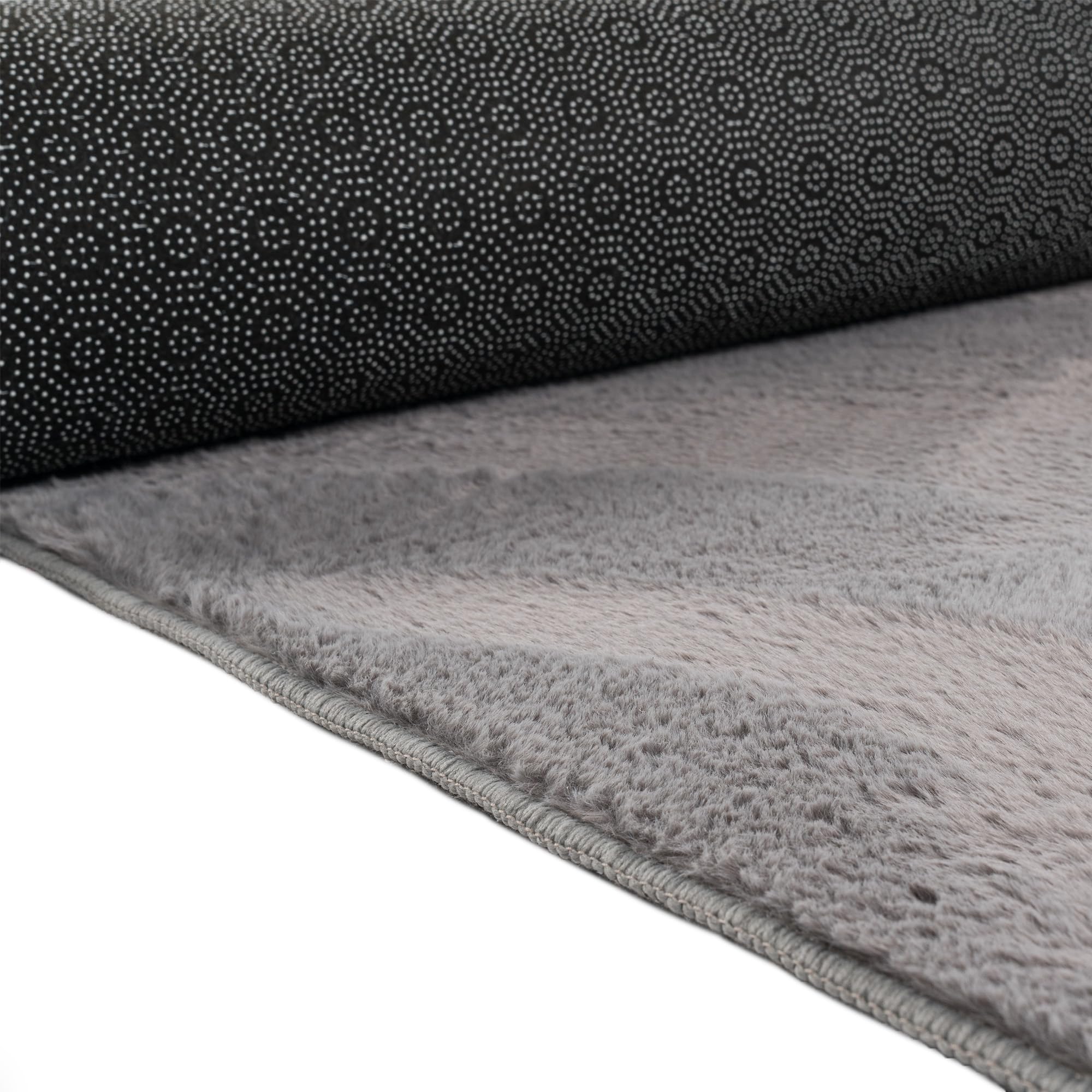 CARPETIA Kurzflor Teppich Felloptik Anthrazit mit Schimmer 80x300 cm | Samtweich, pflegeleicht, strapazierfähig und saugrobotergeeignet, OEKO-TEX geprüft, anthrazitfarbene Felloptik mit Schimmer