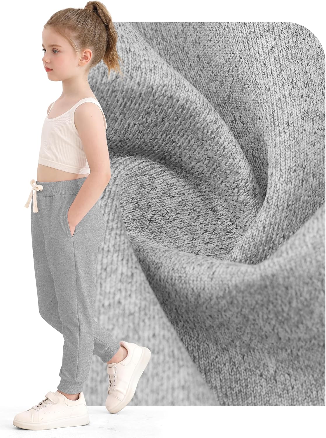 Resinta 4 Pack Toddler Girls Sweatpants Girls Athletic Jogger Pants with Drawstring Pockets Kids Casual Pull On Pants - Image 2