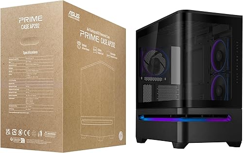 Miniatura 9 de ASUS Prime AP202 ARGB - Carcasa para PC mATX negra con vidrio curvado totalmente templado, admite tarjetas gráficas de hasta 16.535 in de largo,