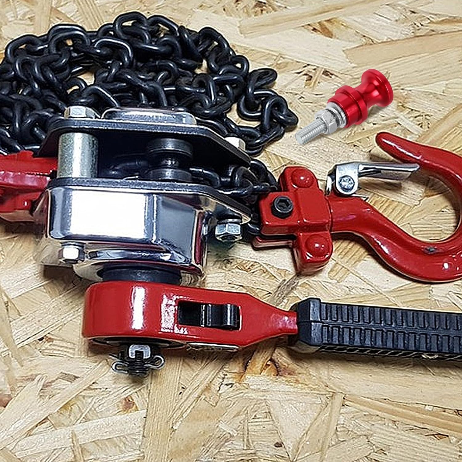 Steel Bolt Winch Hook Alignment Stand M10 Red Half-Linked Winch Hook Mount for Off-Road Towing