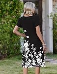 ZEAGOO Women Midi Dresses for Summer 2026 Short Sleeve Casual Flowy Dress A Line Pleated V Neck Beach Sundress with Pockets