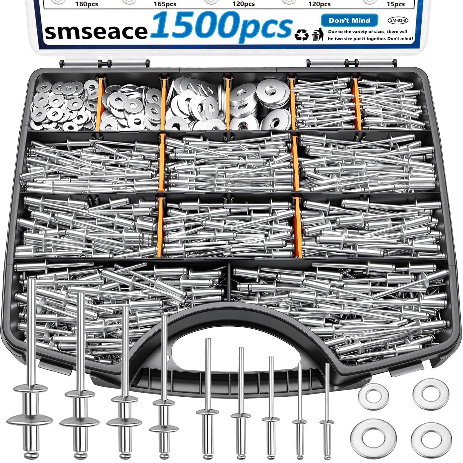 Stainless Steel Rivets Kit - 1000 Pcs -17