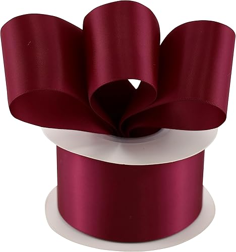 Cinta de vino de 2 pulgadas, cinta de satén de doble cara, cinta gruesa para envolver regalos, decoración de boda, ramo de novia, baby shower,