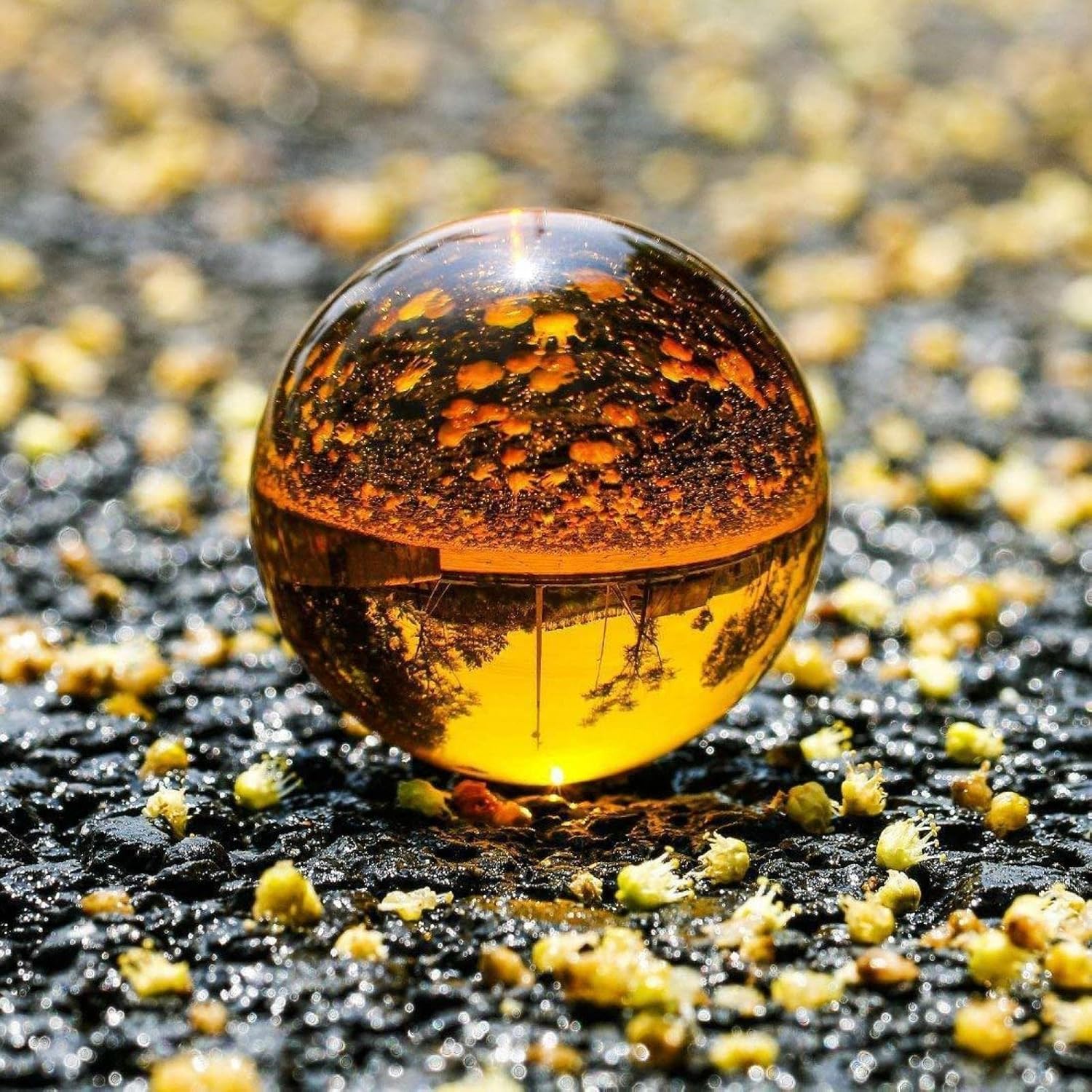 Amber Natural Quartz Crystal Ball Sphere,60mm