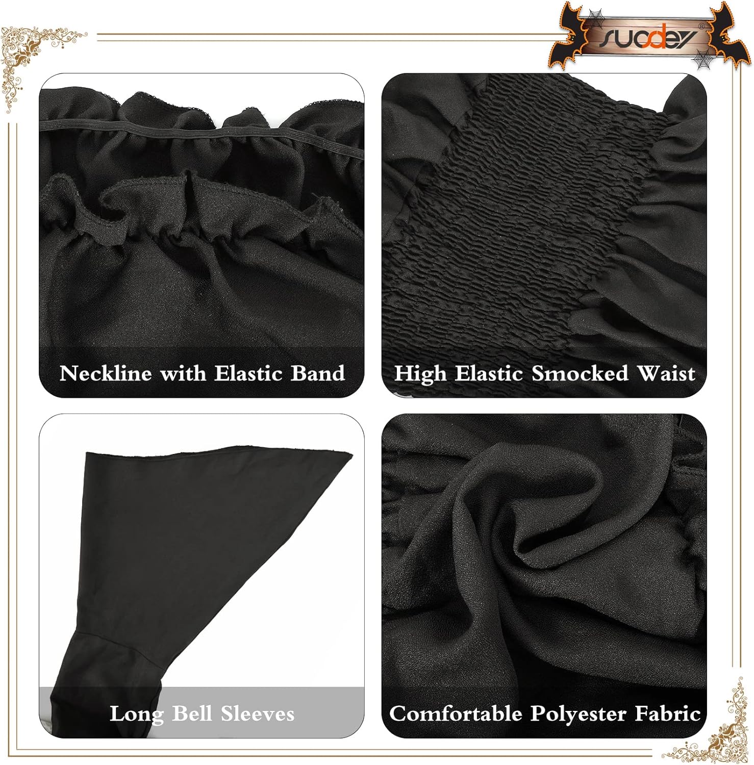 SUOSDEY Women Renaissance Pirate Shirt Off Shoulder Top Peasant Blouse for Halloween Cosplay Costume - Image 3