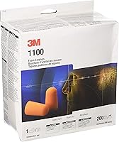 3M 1100 Foam Ear Plugs 200 Pairs Orange - Hypoallergenic Tapered Comfort Fit Hearing Protection