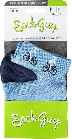 SockGuy Womens 1in Cycling/Running Socks Ponytail, Small/Medium